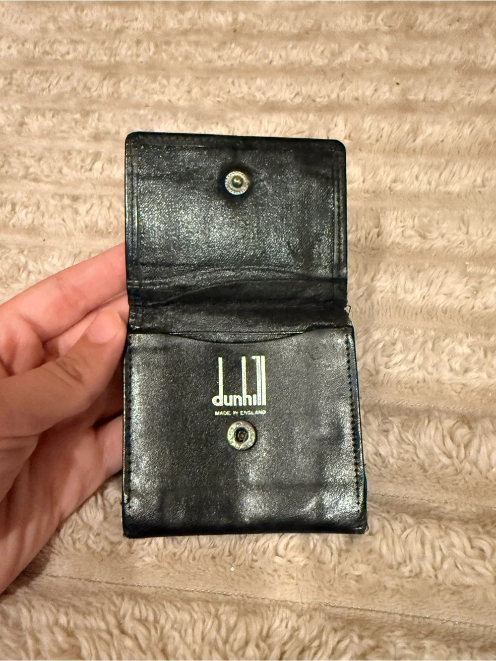 Dunhill Black Leather Snap Pouch with Logo Plaque